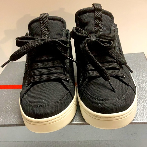 PRADA New! Fabric Nylon Leather Vintage Gabardine Sneakers Size 36 1/2 - Picture 4 of 13